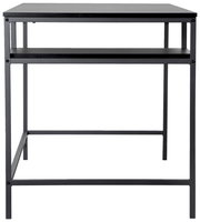 Moderner Schreibtisch aus Metall mit minimalistischem Design, frontal betrachtet.