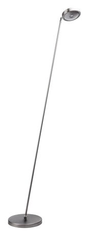 Moderne LED-Stehleuchte OTTICA STANDO in seitlicher Perspektive mit schlankem, geneigtem Design und rundem Lampenkopf.