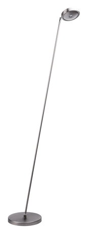 Moderne LED-Stehleuchte OTTICA STANDO in seitlicher Perspektive mit schlankem, geneigtem Design und rundem Lampenkopf.