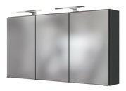Moderne spiegelkast met drie deuren en ingebouwde verlichting, zijaanzicht