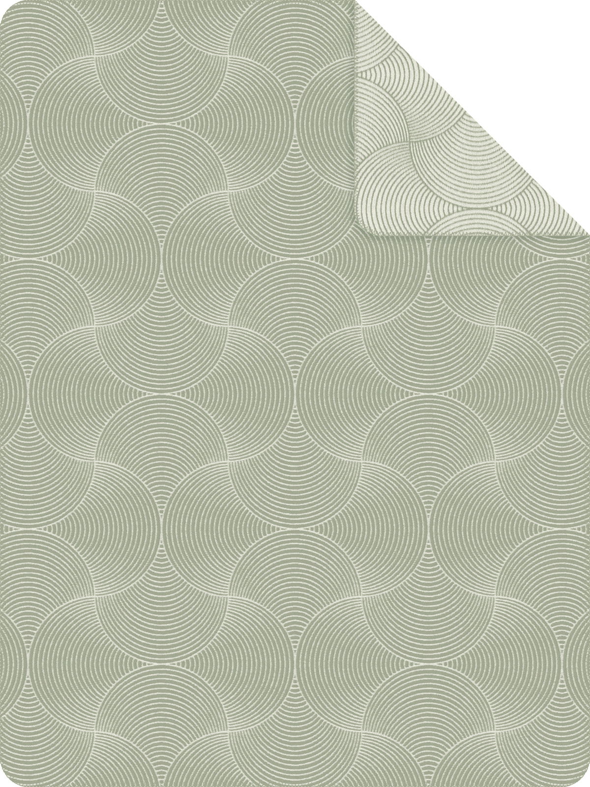 Jacquard Decke 150x200cm mit kreisförmigem Muster in Grün- und Weißtönen, Draufsicht