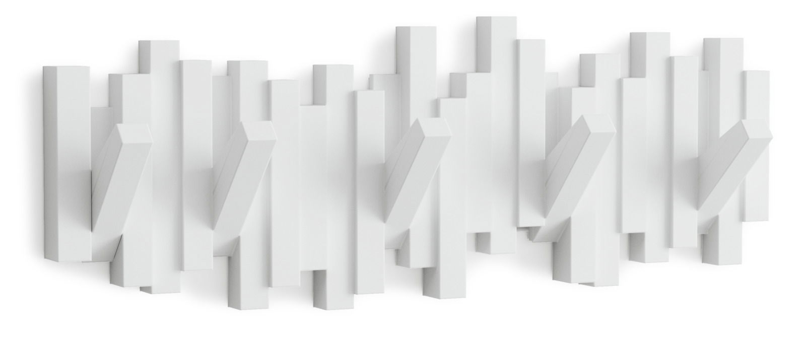 Moderne Wandgarderobe mit geometrischem Design, seitliche Perspektive