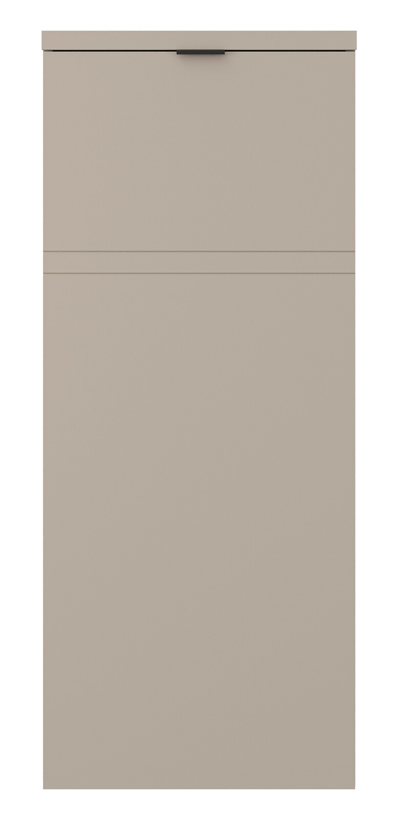 Frontansicht eines einflügeligen, halbhohen Standelements in neutralem Farbton mit schlichtem Design.