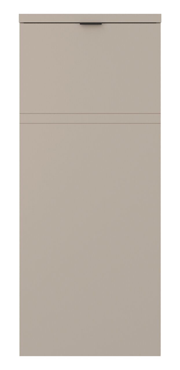 Frontansicht eines einflügeligen, halbhohen Standelements in neutralem Farbton mit schlichtem Design.