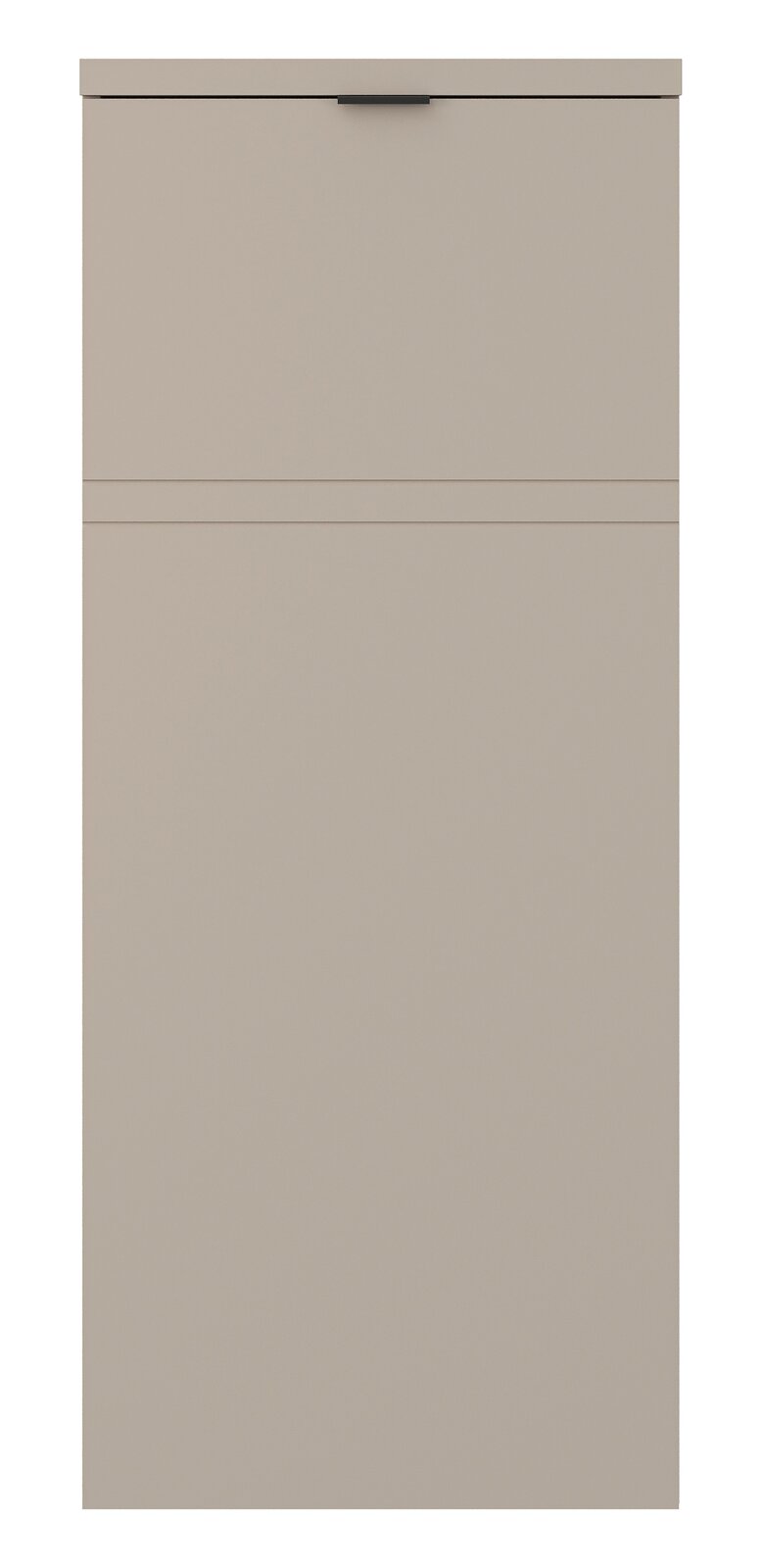 Frontansicht eines einflügeligen, halbhohen Standelements in neutralem Farbton mit schlichtem Design.