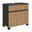 Waschbeckenunterschrank mit Holzlamellen-Design, seitliche Perspektive