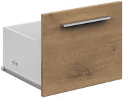 Holzoptik-Schublade mit Metallgriff, seitliche Perspektive