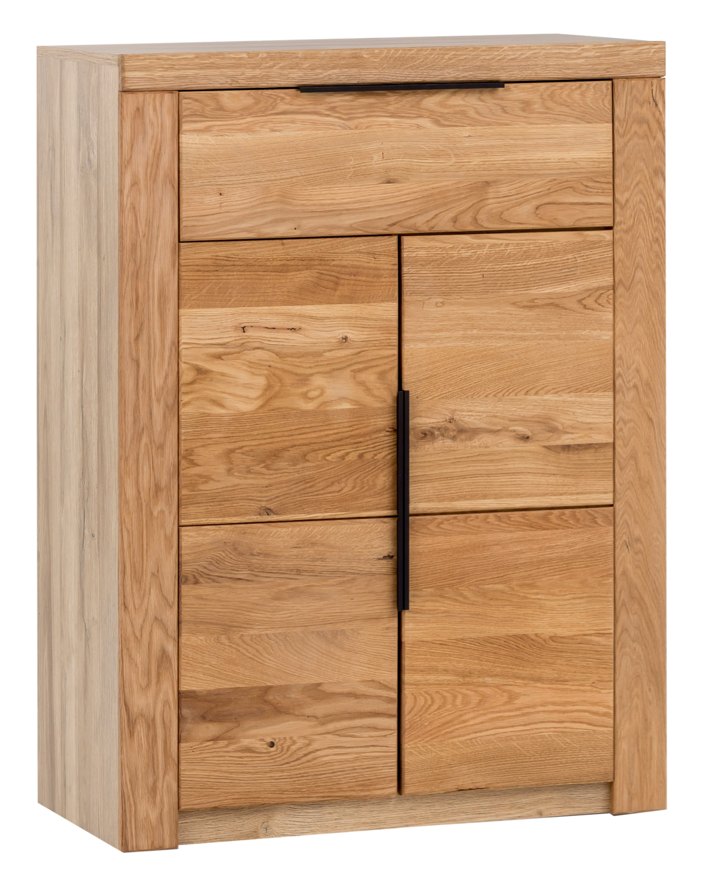 Schuhschrank aus Holz mit zwei Türen und einer Schublade, Frontansicht