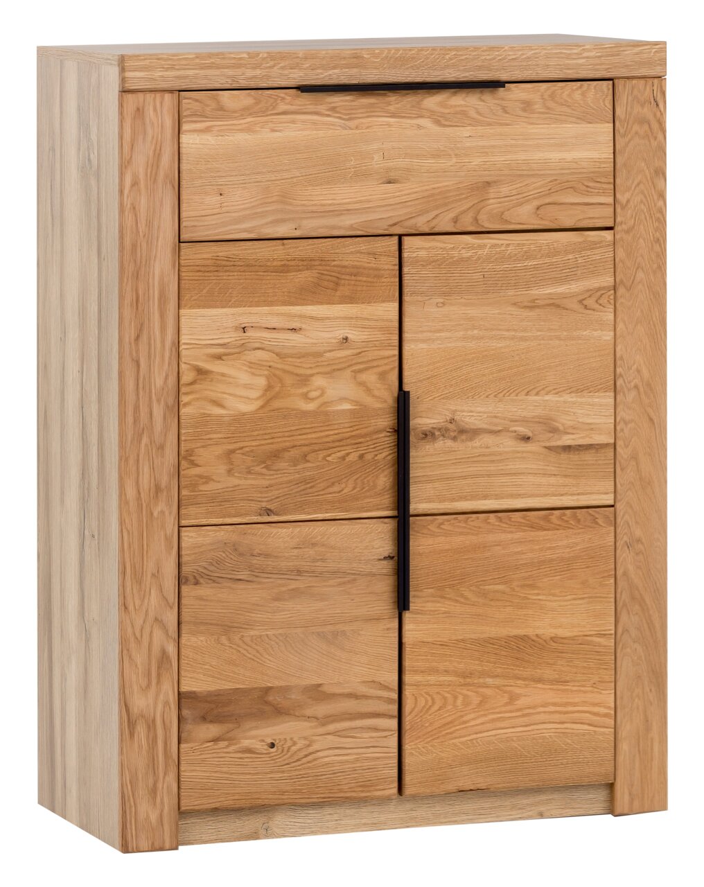 Schuhschrank aus Holz mit zwei Türen und einer Schublade, Frontansicht