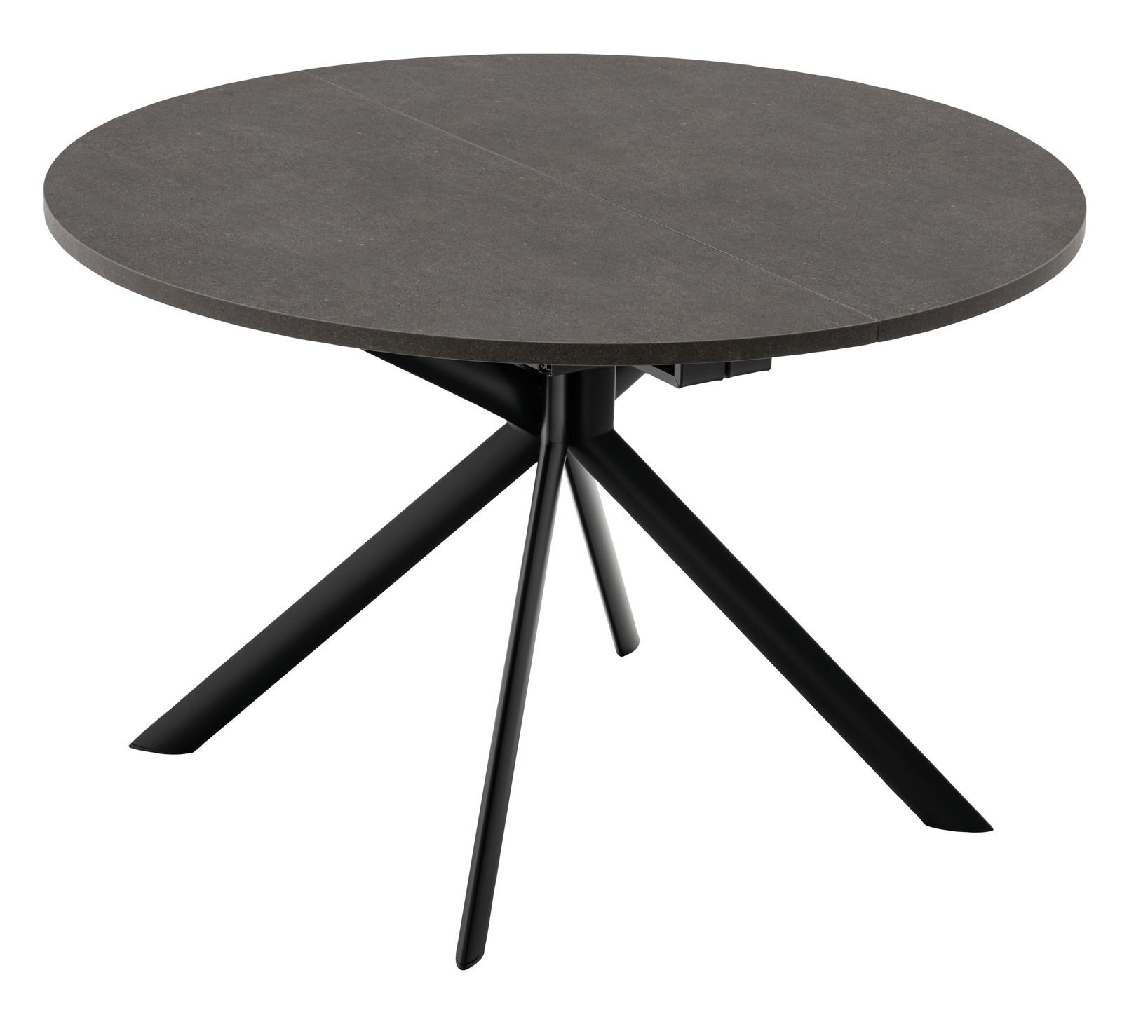 Connubia Esstisch GIOVE Runder Esstisch mit dunkler Tischplatte und schwarzem, modernem Metallgestell, seitliche Perspektive
