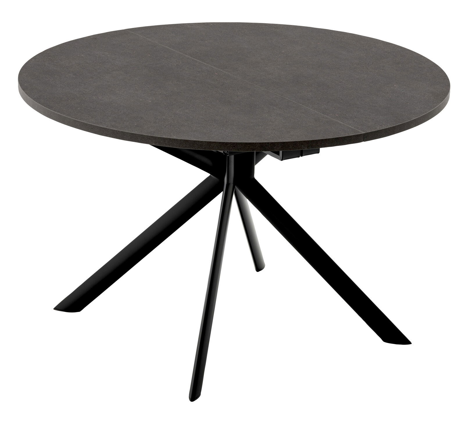 Connubia Esstisch GIOVE Runder Esstisch mit dunkler Tischplatte und schwarzem, modernem Metallgestell, seitliche Perspektive