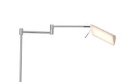 LED-Deckenfluter mit verstellbarem Arm und rechteckigem Lampenschirm, seitliche Perspektive