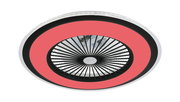 Deckenventilator Wind Smart aus der Unteransicht mit modernem Design und rotem Akzent.