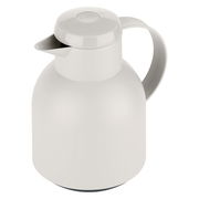 Graue Isolierkanne SAMBA 1L mit ergonomischem Griff, seitliche Perspektive