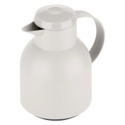 Graue Isolierkanne SAMBA 1L mit ergonomischem Griff, seitliche Perspektive