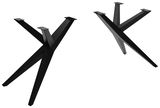 Schwarze Metalltischbeine in X-Form, seitliche Perspektive