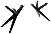 Schwarze Metalltischbeine in X-Form, seitliche Perspektive