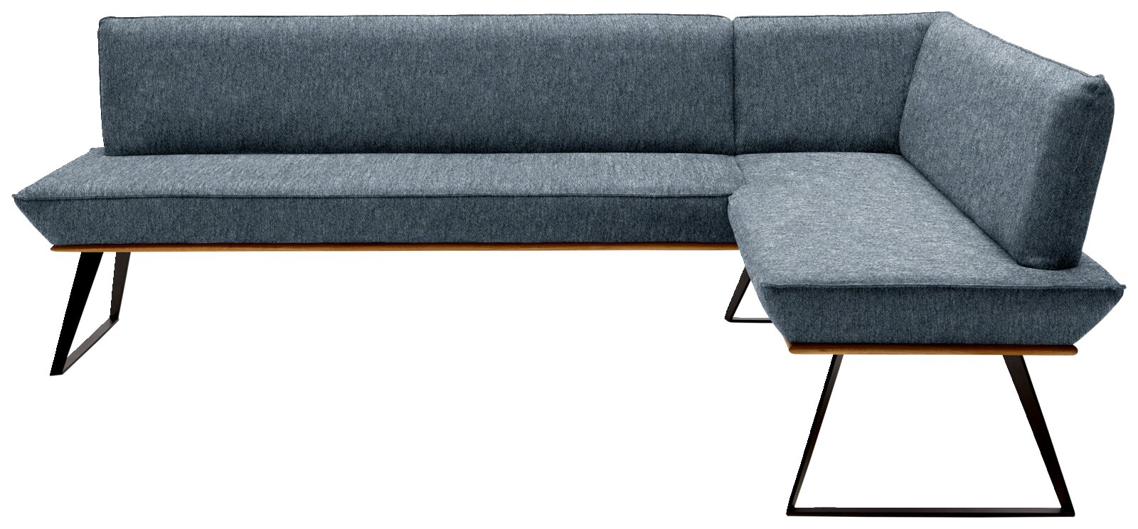 Grijze hoekbank met een modern ontwerp, vooraanzicht