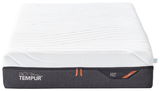 Viscomatratze 100x200 firm von vorne, mit weißem Obermaterial und grauem Seitenbezug, Markenname TEMPUR sichtbar.