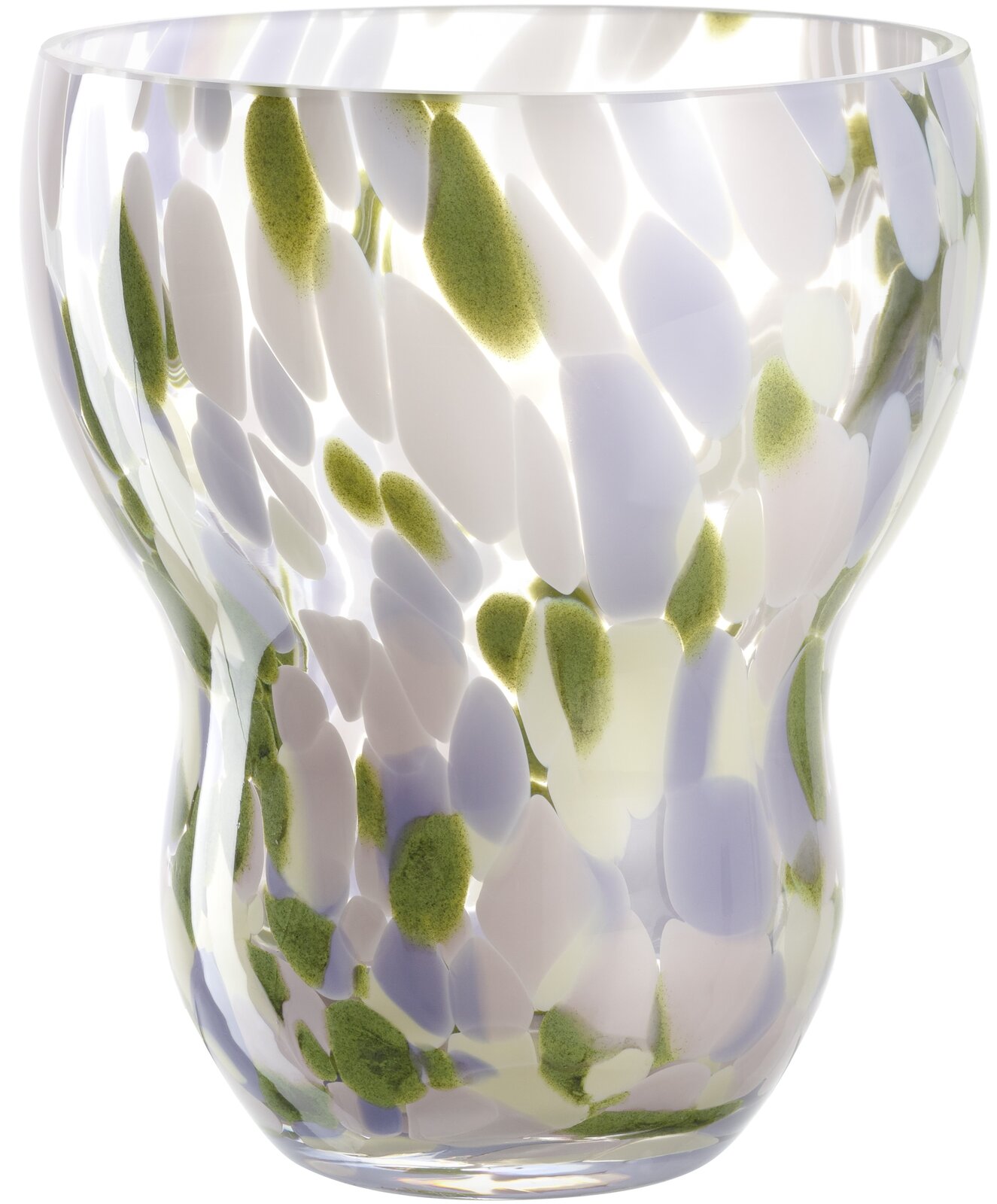 Leonardo Vase VIVACE Bunte Glasvase mit organischen Formen in Weiß, Grün und Lila, seitliche Perspektive