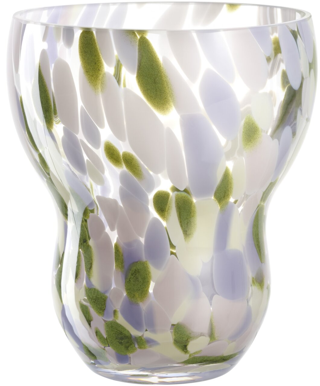 Leonardo Vase VIVACE Bunte Glasvase mit organischen Formen in Weiß, Grün und Lila, seitliche Perspektive