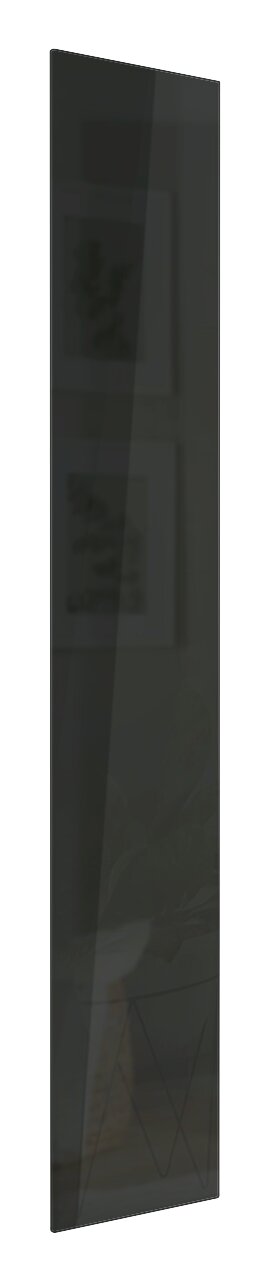 Hochglanz anthrazitfarbene Tür in seitlicher Perspektive