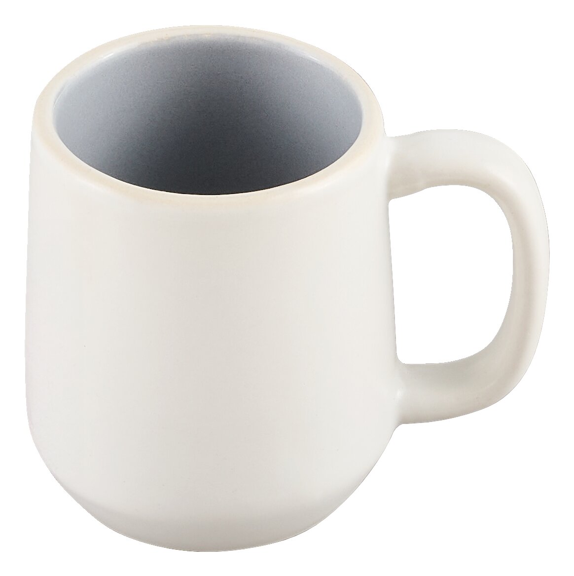 Novel Espressobecher LEVANTO Weiße Keramik-Kaffeetasse mit grauer Innenseite und Henkel, schräg von oben fotografiert