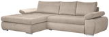 Beige Ecksofa mit Ottomane links, Vorderansicht