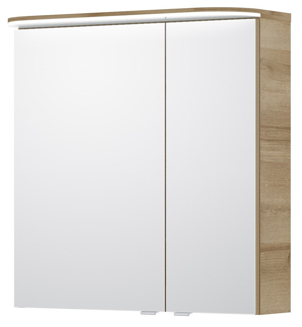 Pelipal Spiegelschrank BALTO SPRINT Moderner Spiegelschrank mit zwei Türen und Holzrahmen, seitliche Perspektive