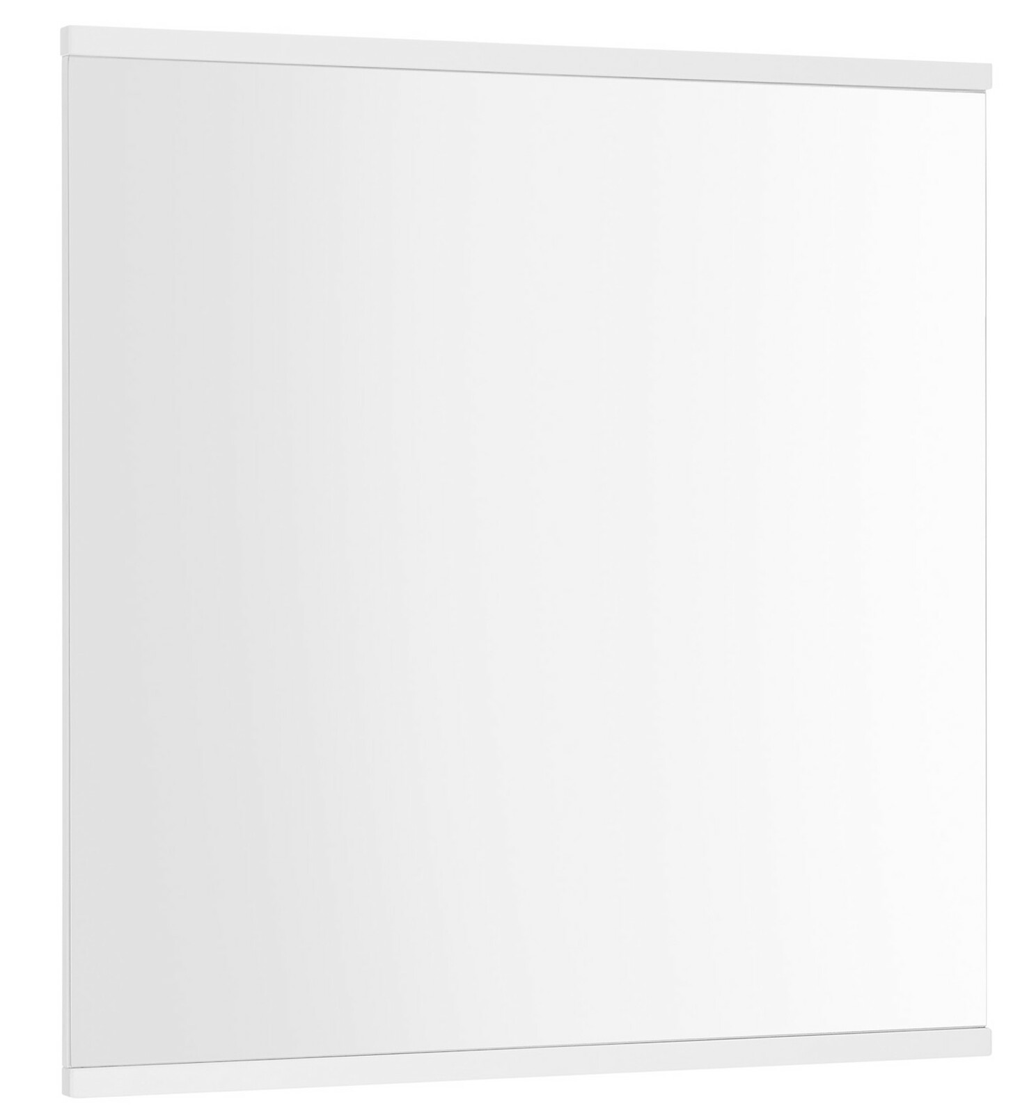 Moderner rechteckiger Spiegel mit weißem Rahmen, seitliche Perspektive