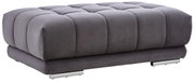 Grauer XXL-Hocker mit gepolstertem Design, seitliche Perspektive
