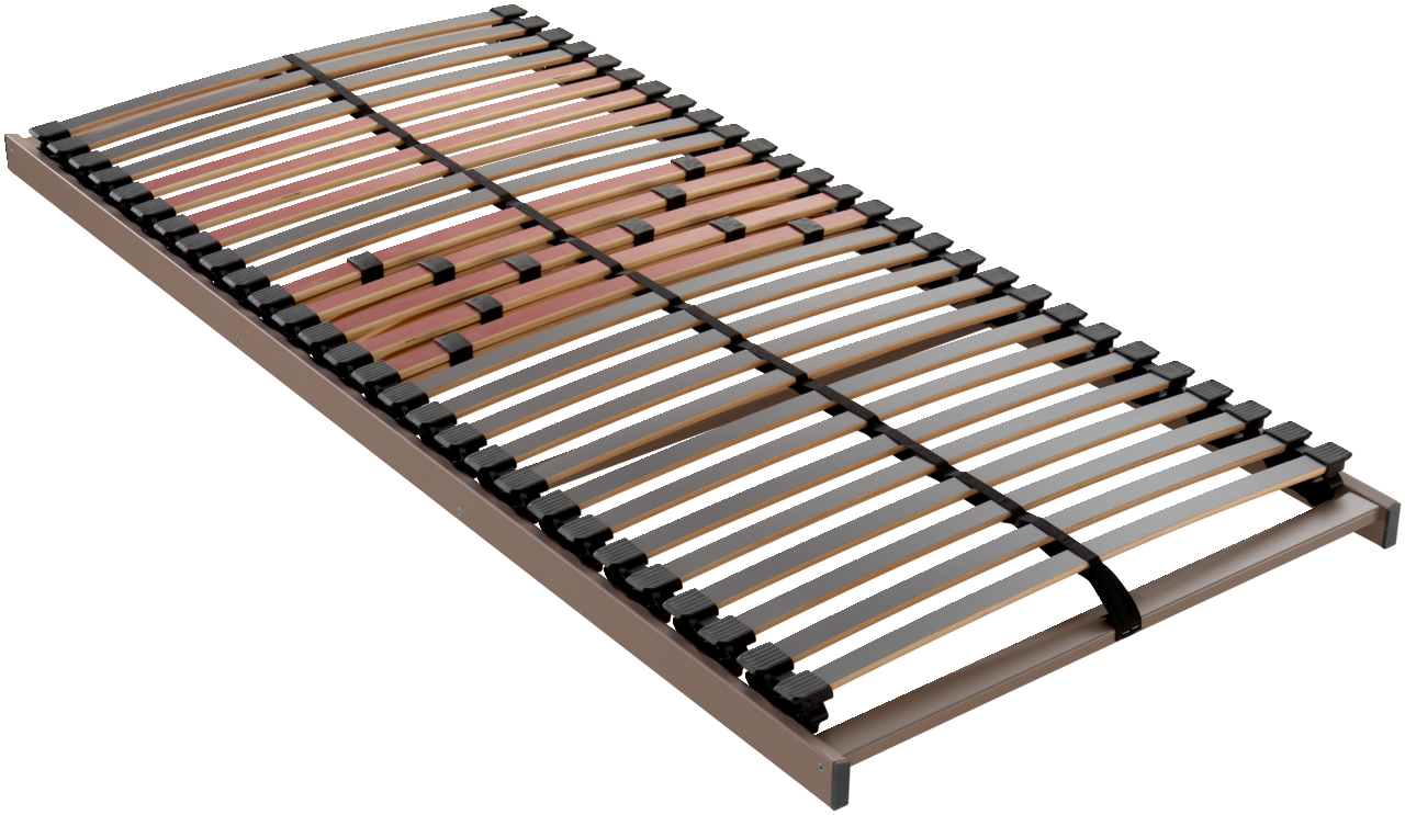 Federholzrahmen XL S in schräger Perspektive, zeigt elastische Holzlatten und stabile Rahmenkonstruktion.