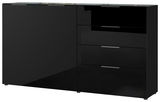 Schwarzes XL-Sideboard Germania OLEA mit zwei Türen und vier Schubladen, Frontalansicht