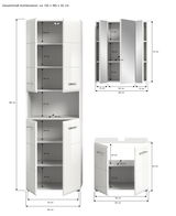 Badkombination mit mehreren Schränken, weiß, mit Spiegel und Stauraum, Frontansicht