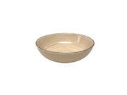 Keramikschale in Beige mit feinen Linien, seitliche Perspektive