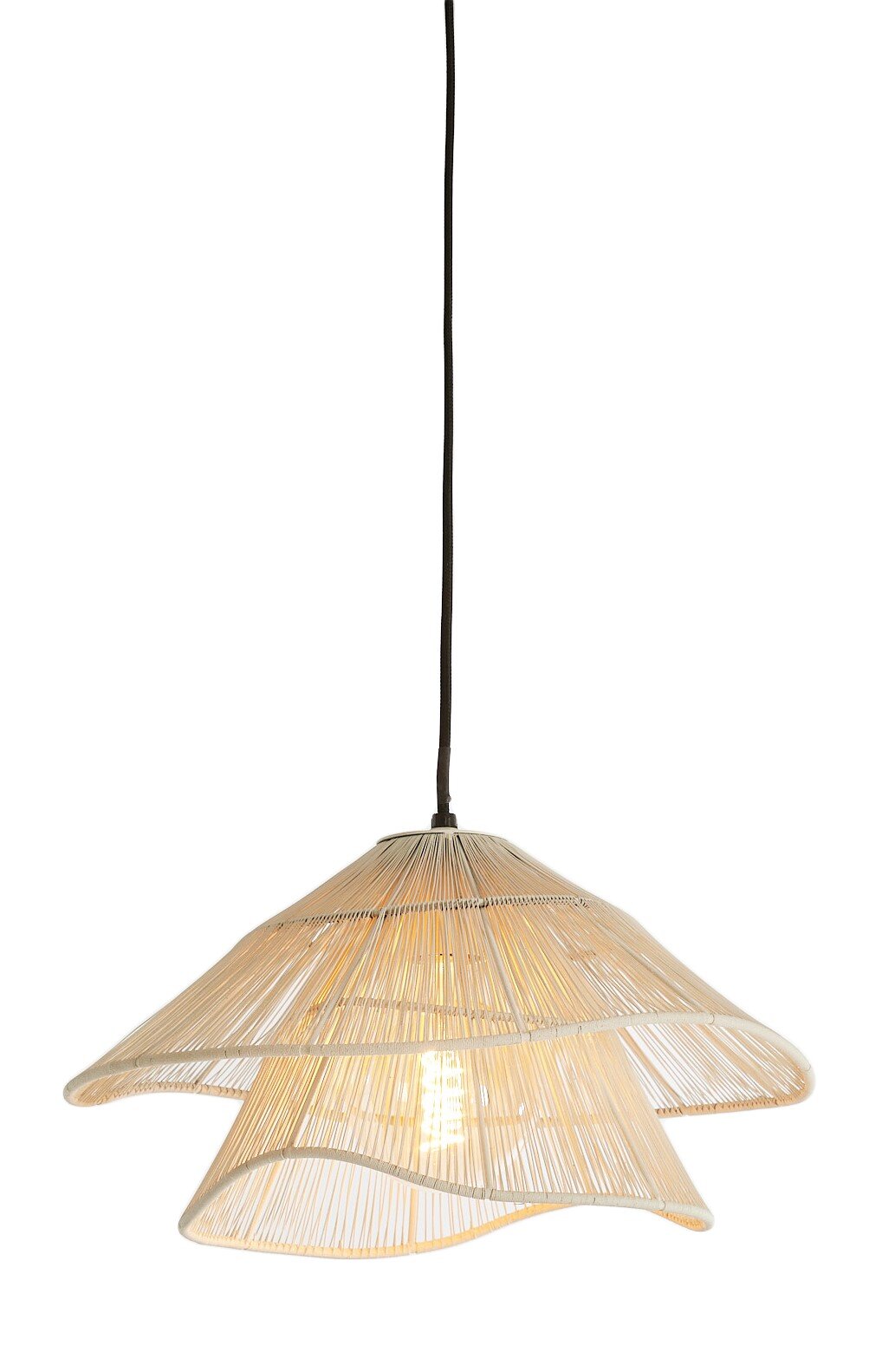 ALAMEDA hanglamp van rotan met golvend ontwerp, zijaanzicht