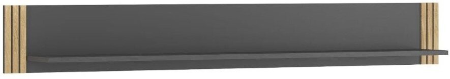 Modernes Wandboard in dunklem Grau mit Holzdetails an den Seiten, seitliche Perspektive