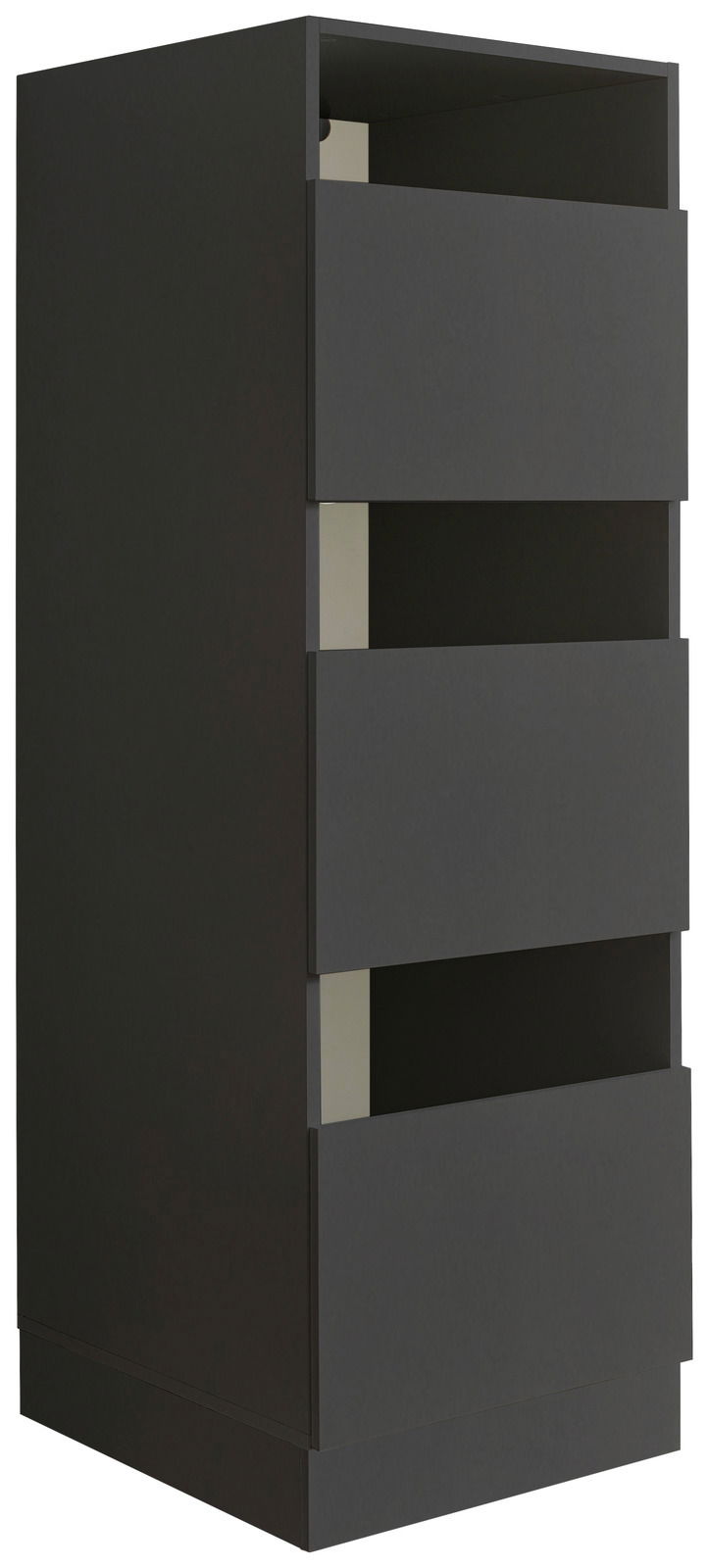 XORA Wäscheschrank PRIMUS Schwarzer Wäscheschrank mit drei offenen Schubladen, seitliche Perspektive