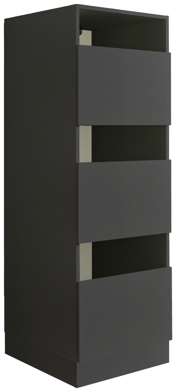 XORA Wäscheschrank PRIMUS Schwarzer Wäscheschrank mit drei offenen Schubladen, seitliche Perspektive