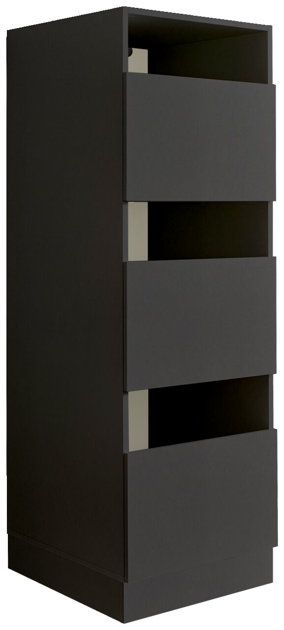 XORA Wäscheschrank PRIMUS Schwarzer Wäscheschrank mit drei offenen Schubladen, seitliche Perspektive