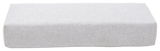 Rechteckiges, hellgraues Polsterkissen in Frontalansicht, Teil einer Lounge-Kombination.