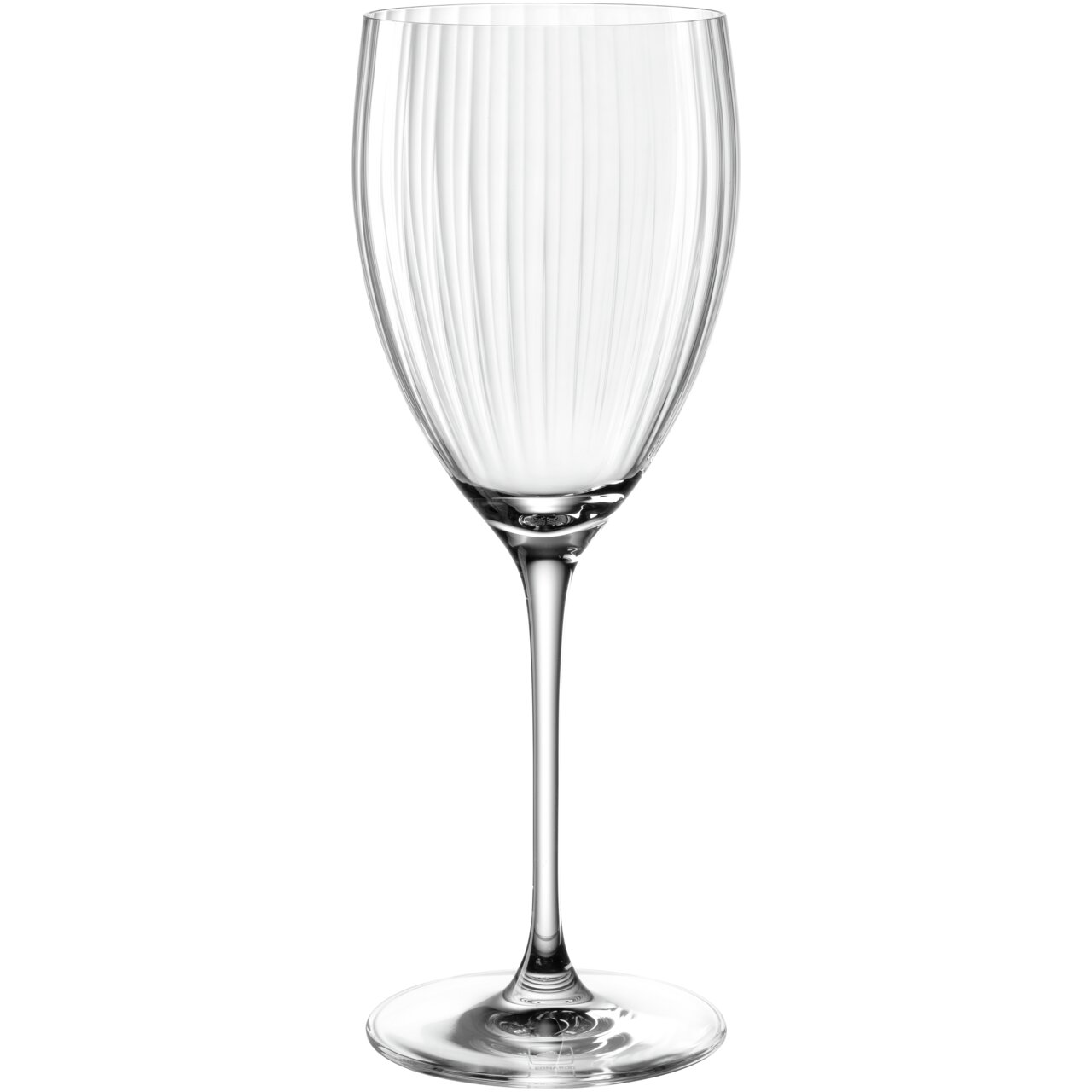 Weißweinglas POESIA 450ml mit elegantem Rillendesign, seitliche Perspektive