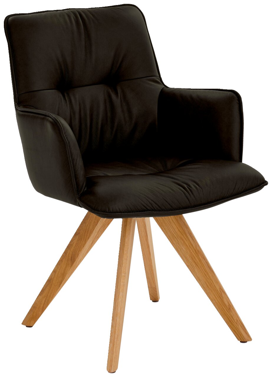 Dieter Knoll Design-Schalensessel PREMIO Schwarzer Design-Schalensessel mit Holzbeinen, seitliche Perspektive