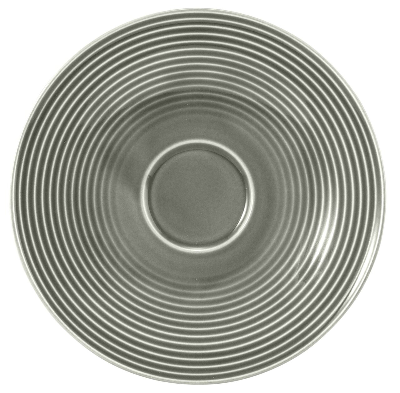 Seltmann Weiden Untertasse BEAT Kombi-Untertasse 16,5 cm in Perlgrün, von oben betrachtet, mit konzentrischen Kreisen als Design.