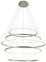 Moderne LED-Hängeleuchte Finca mit mehreren ringförmigen Elementen, seitliche Perspektive