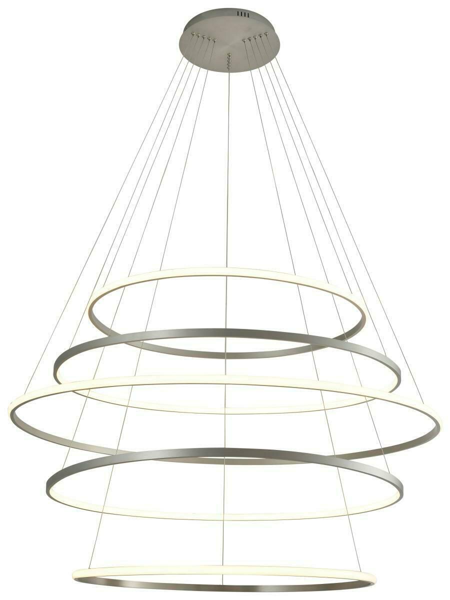 Moderne LED-Hängeleuchte Finca mit mehreren ringförmigen Elementen, seitliche Perspektive