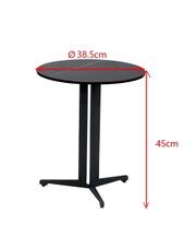 Ronde bijzettafel Novel CATANIA met een diameter van 38,5 cm en een hoogte van 45 cm, gezien vanaf de zijkant.