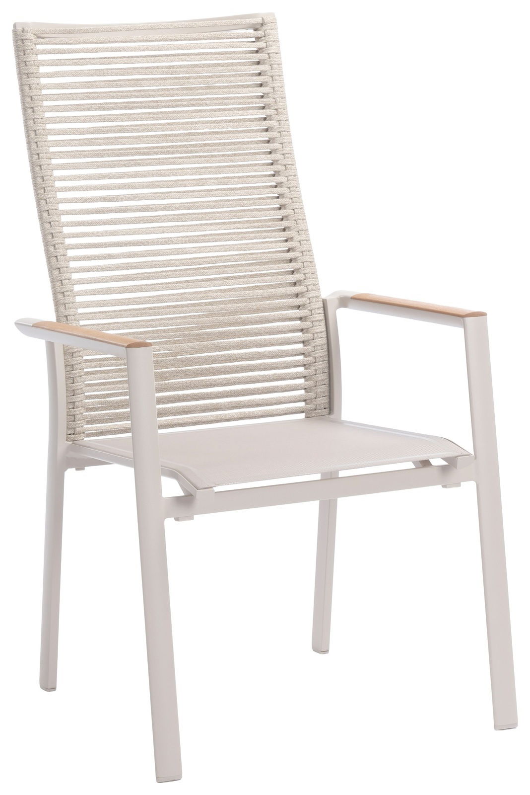 Zebra Stapelsessel hoch FLY ROPE Moderner Stapelsessel mit hoher Rückenlehne, seitliche Perspektive