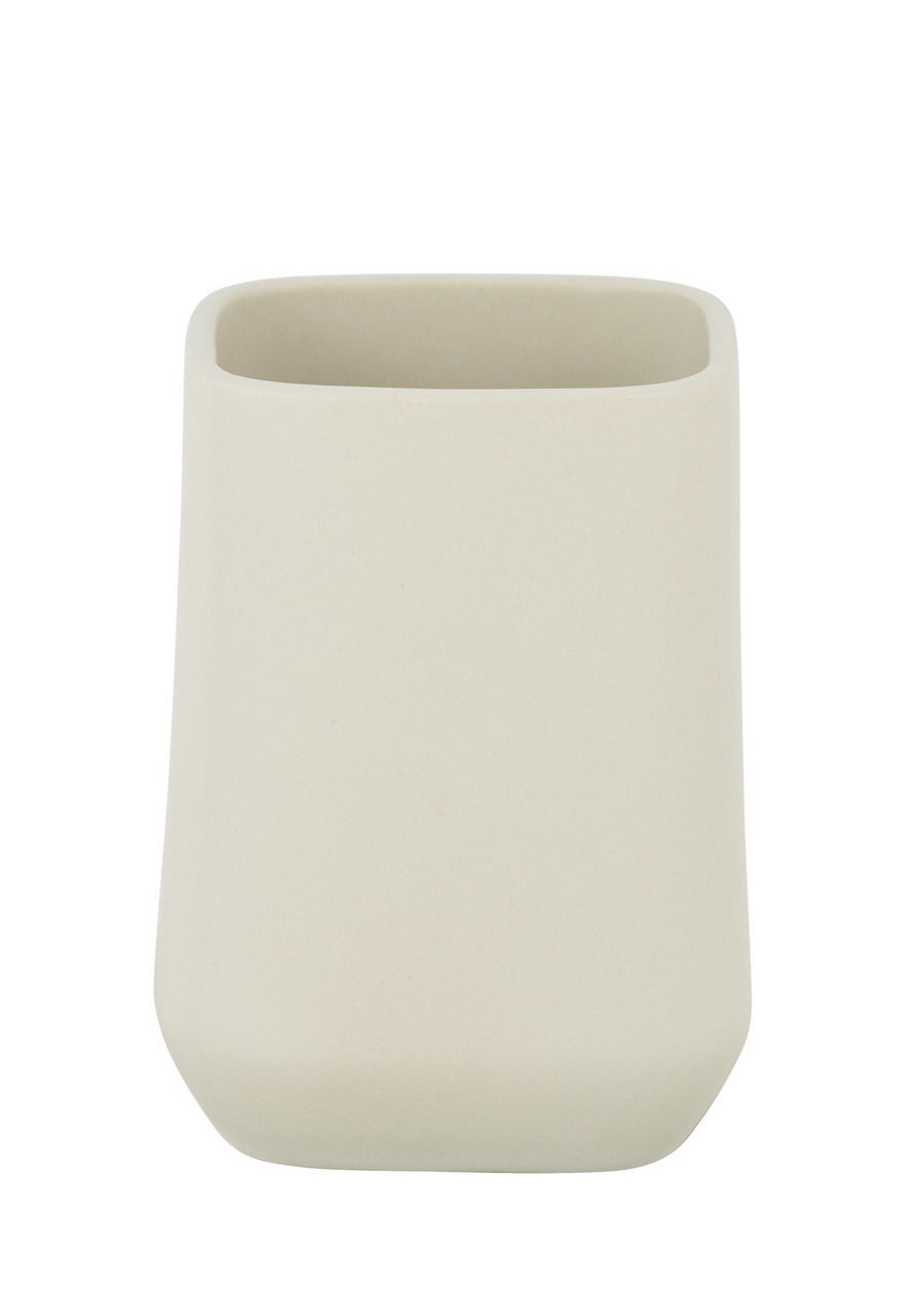 Keramik Zahnputzbecher Adine in cremefarbener Ausführung, frontal fotografiert
