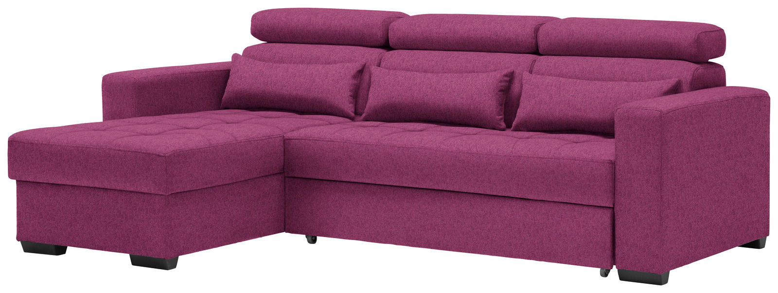 Lila Ecksofa MONSON mit Ottomane links, Vorderansicht